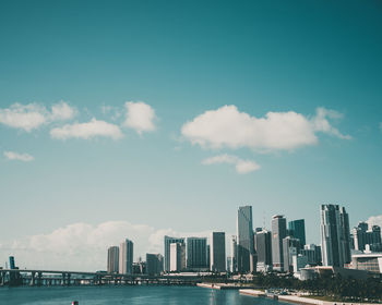 Modern buildings in city against sky