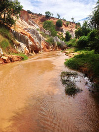 Scenic view of river amidst landscape against sky