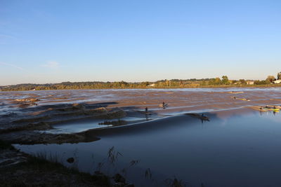 Scenic view of lake against clear sky