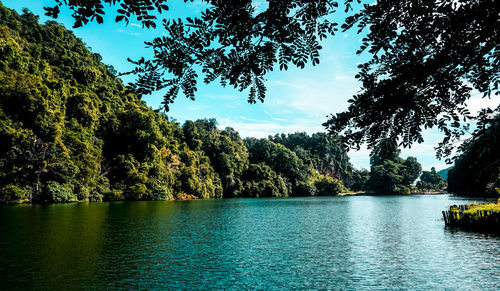 Scenic view of lake against sky