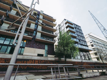 Low angle view of buildings against clear sky