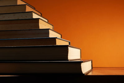 Close-up of books on table