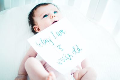 Portrait of cute boy at home