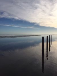 Scenic shot of calm lake against sky