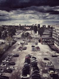 High angle view of city street