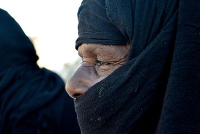 Close-up of a man wearing mask