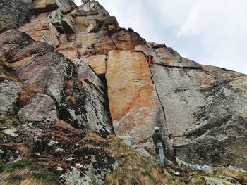 Low angle view of rock on mountain