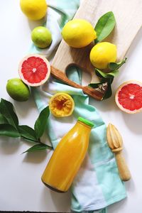 High angle view of fruits on table