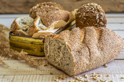 Close-up of bread on table