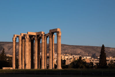 Old ruins against clear blue sky