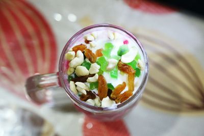 Close-up of salad in bowl on table