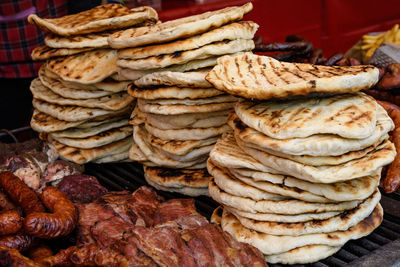 Full frame shot of bread for sale at market