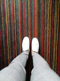 Low section of person standing on carpet