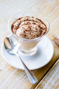 High angle view of coffee on table