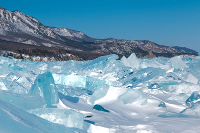 Pieces of crystal clear lake ice