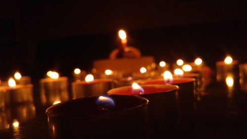 Close-up of lit candles
