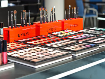 Close-up of make-up products