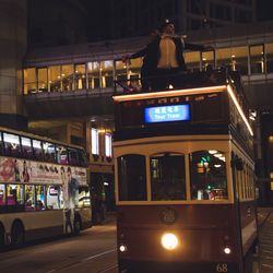 View of illuminated city at night