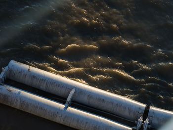 High angle view of ship in sea