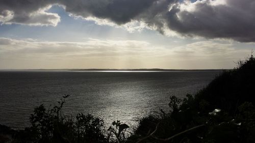 Scenic view of sea against cloudy sky