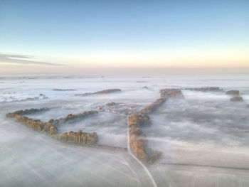 Misty sunrise over patrington, east riding of yorkshire