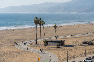 High angle view of beach against sky