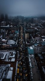 High angle view of cityscape against sky at dusk