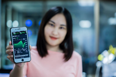 Portrait of woman using mobile phone