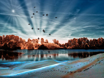 Scenic view of lake against sky