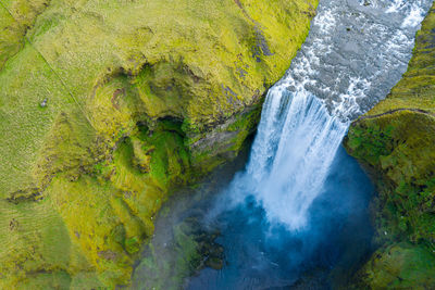 High angle view of waterfall