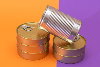 Close-up of equipment on yellow background