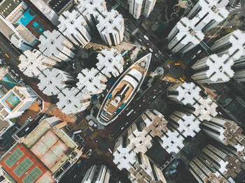 High angle view of buildings in city