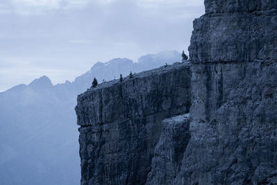 Rock formations on mountain against sky