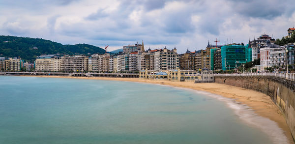 Scenic view of beach against sky