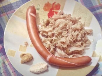 Close-up of breakfast served in plate