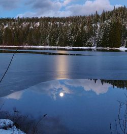 Scenic view of frozen lake against sky