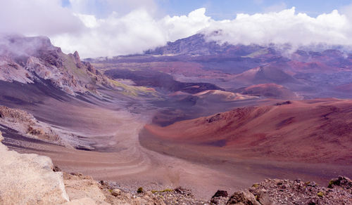 Panoramic view of landscape and mountains against sky