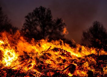 View of bonfire at night