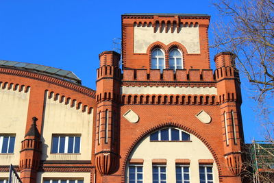 View of built structure against clear blue sky