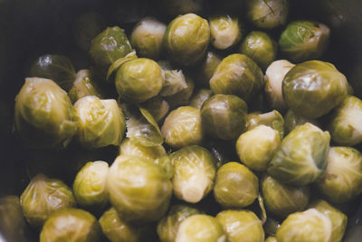 High angle view of brussels sprout in container