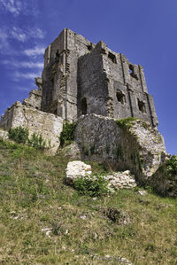 Low angle view of old ruin building