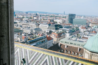 High angle view of buildings in city