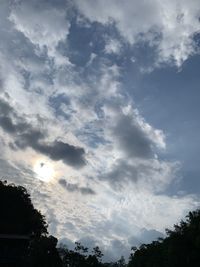 Low angle view of silhouette trees against sky