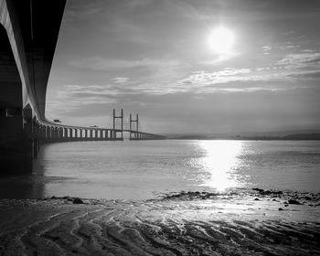 Bridge over sea against sky