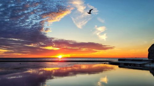 Scenic view of sunset over sea