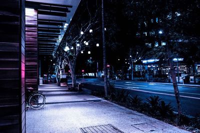 Illuminated road at night