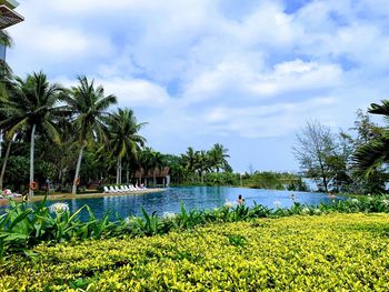 Scenic view of swimming pool against sky