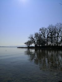 Scenic view of lake against clear sky
