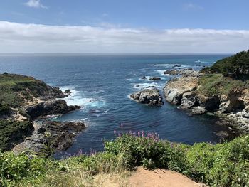 High angle view of sea against sky