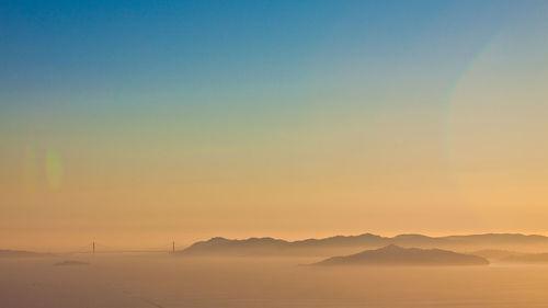 Scenic view of golden gate bridge aside mount tamalpias